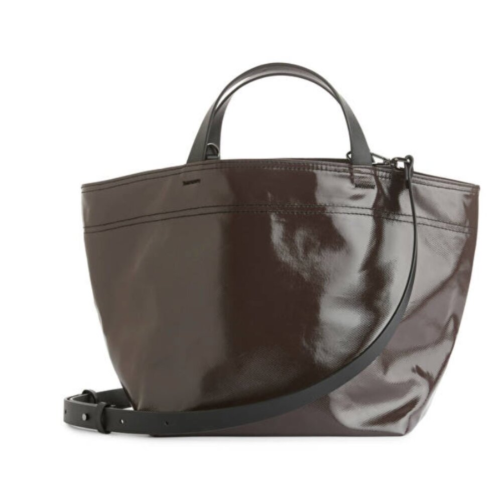 Arket Coated Canvas Tote in Dark Brown Water Resistant Silver New with Tags